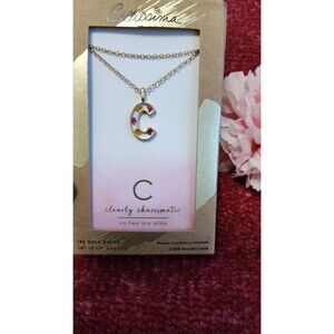 BELLISIMA INITIAL C 14K GOLD DIPPED FLOWER PETAL NECKLACE